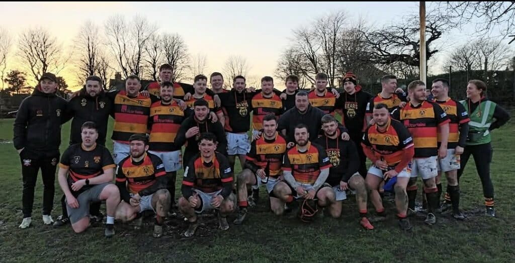 Brighouse Bears team Division 3 Champions 2024-5, team photo in kits on pitch
