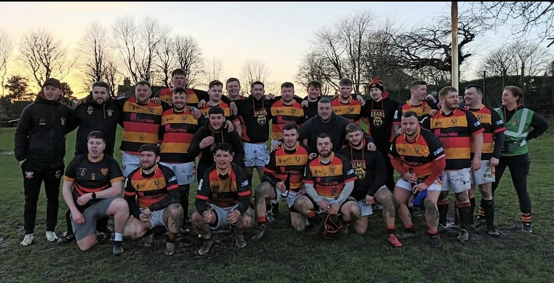 Brighouse Bears team Division 3 Champions 2024-5, team photo in kits on pitch