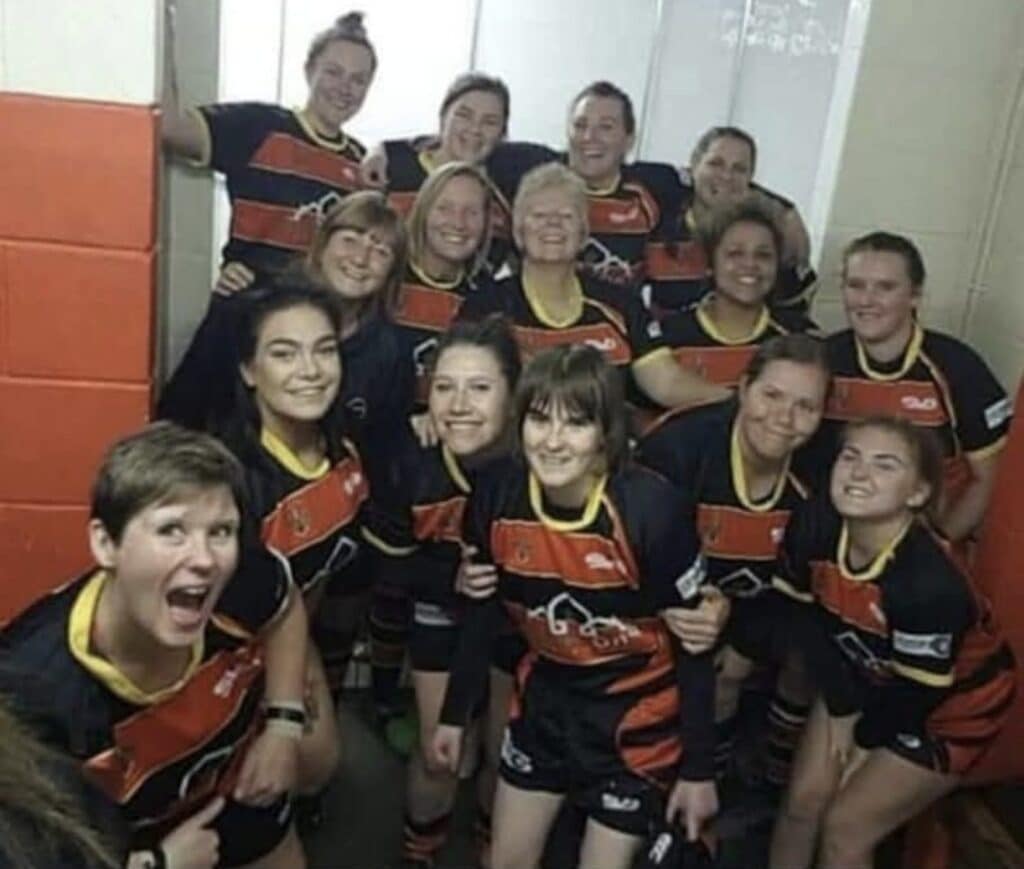 colour photo of Brighouse rangers ladies team in their kits