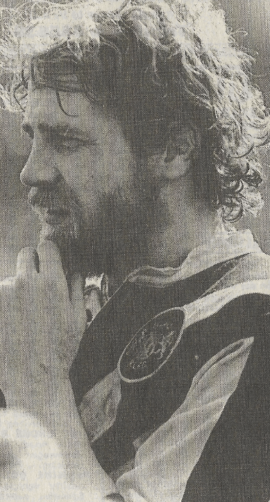 black and white photo of Mark Fairbank from the side in 1992