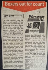 1991 Workshops Calder Trades v Elland Boxers Courier report
