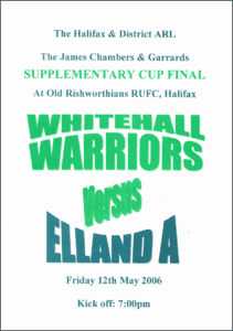 Whitehall Warriors Versus Elland A