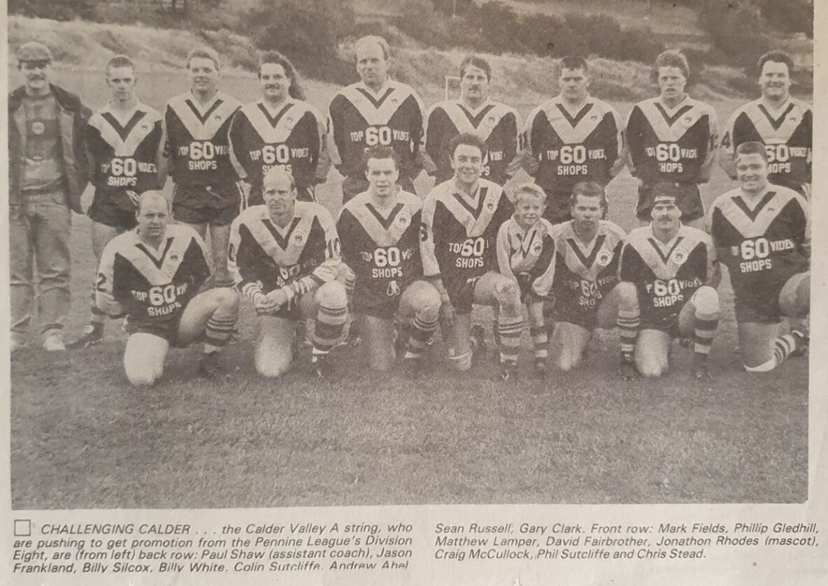 black and white newspaper clipping of calder valley a team