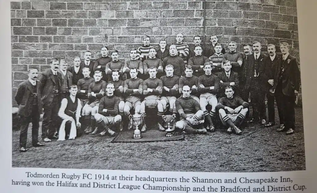 1914 Todmorden team photo in front of Shannon and Chesapaek