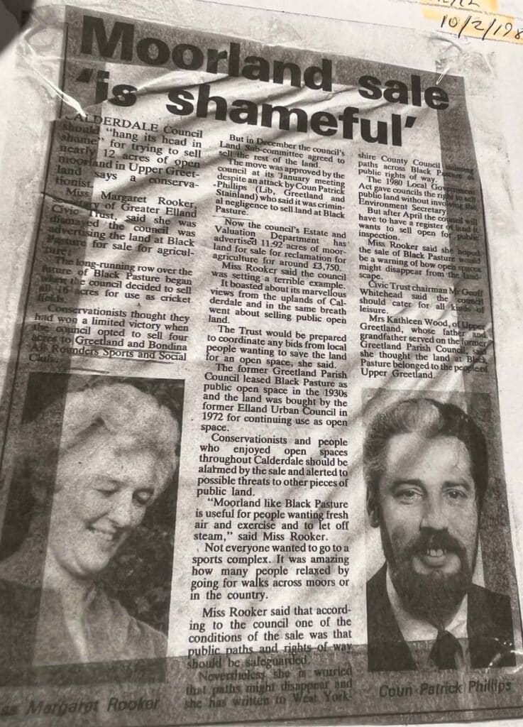 1980 Courier article Greetland opposition to land sale