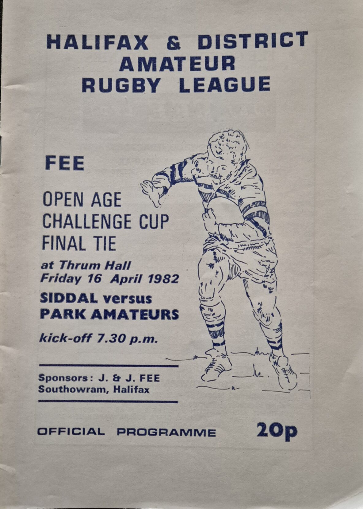 1982 Halifax Cup final Programme Siddal v Park Amateurs