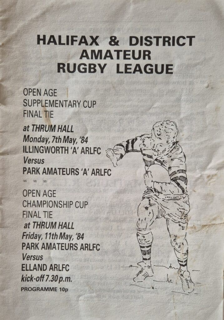 1984 Halifax Championship final programme  front Park Amateurs v Elland