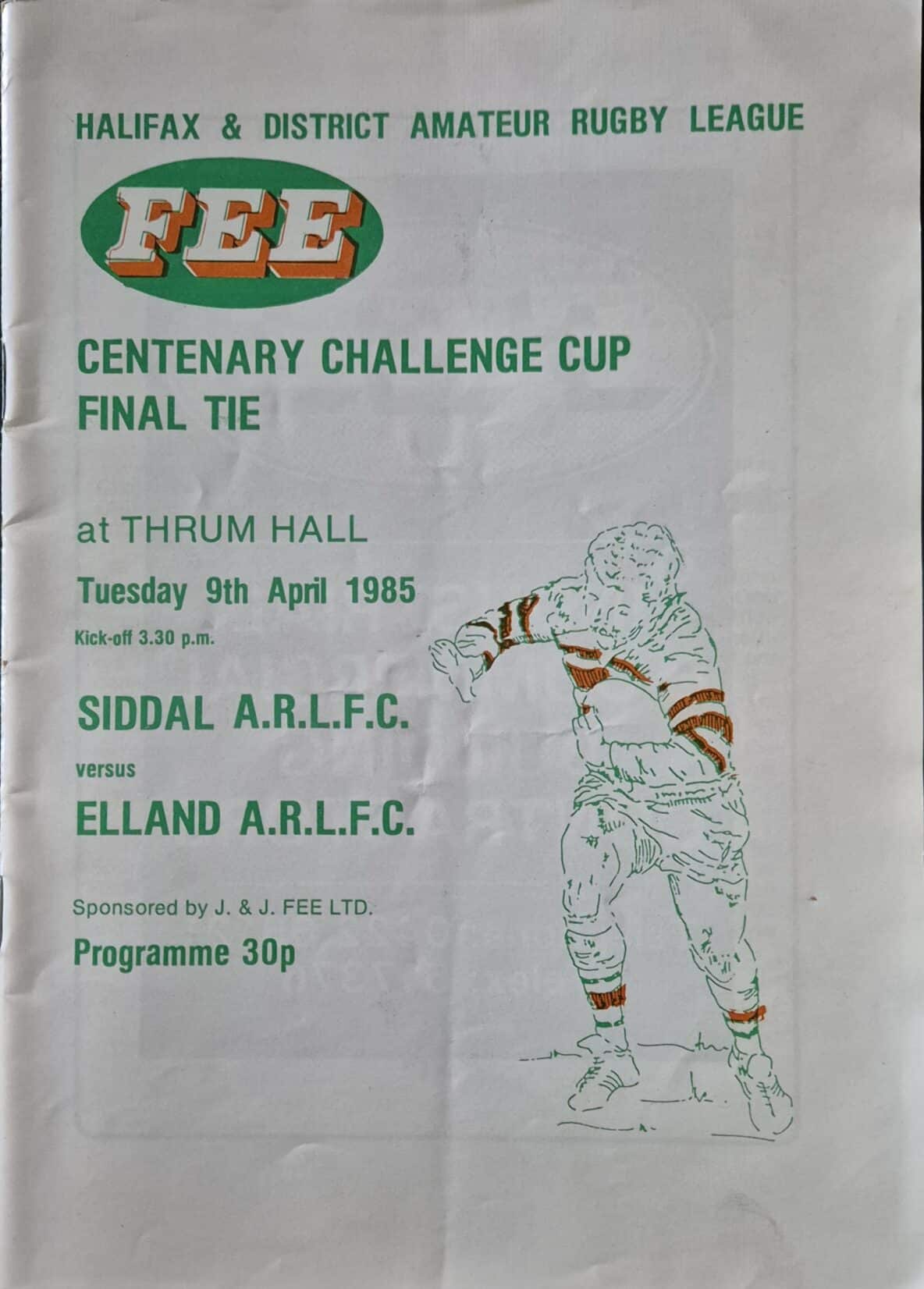 1985 Halifax Cup final programme Siddal v Elland