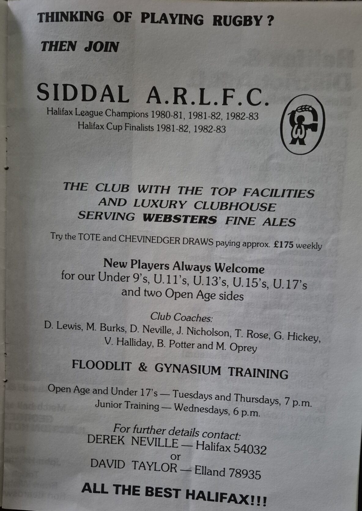 1986 Siddal advertisment