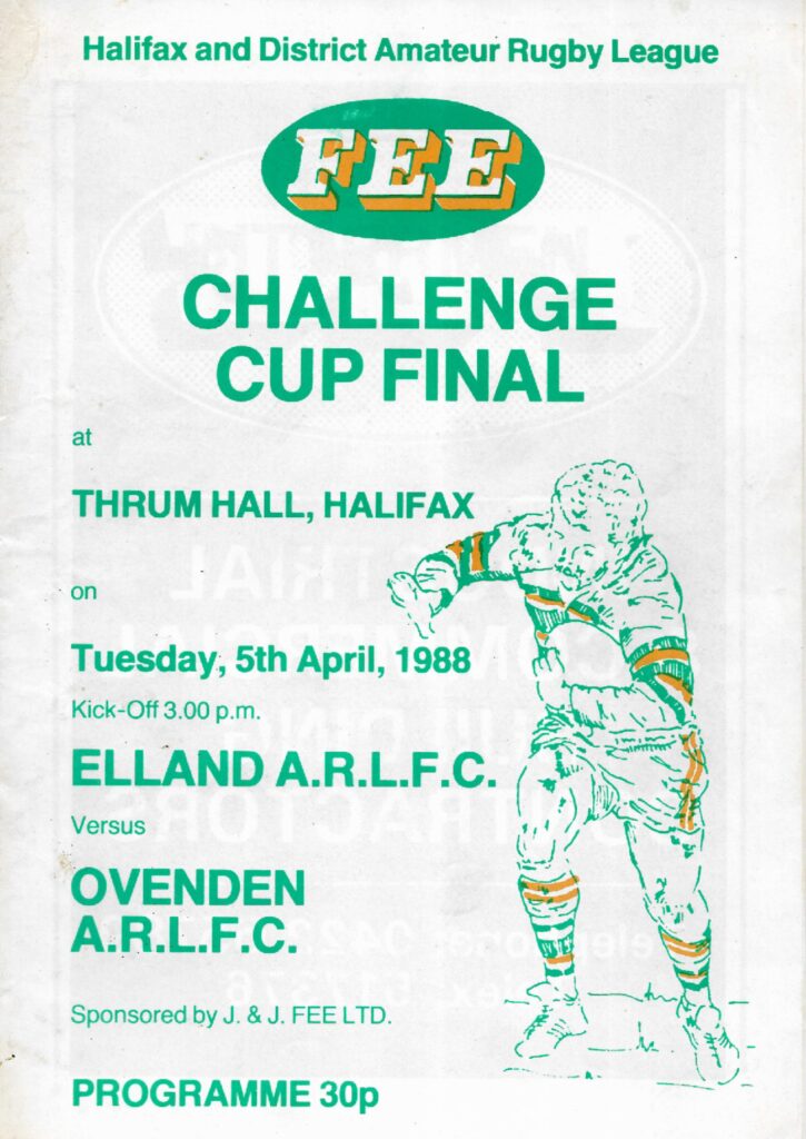 1988 Elland v Ovenden Halifax Cup  prog teams pen pics