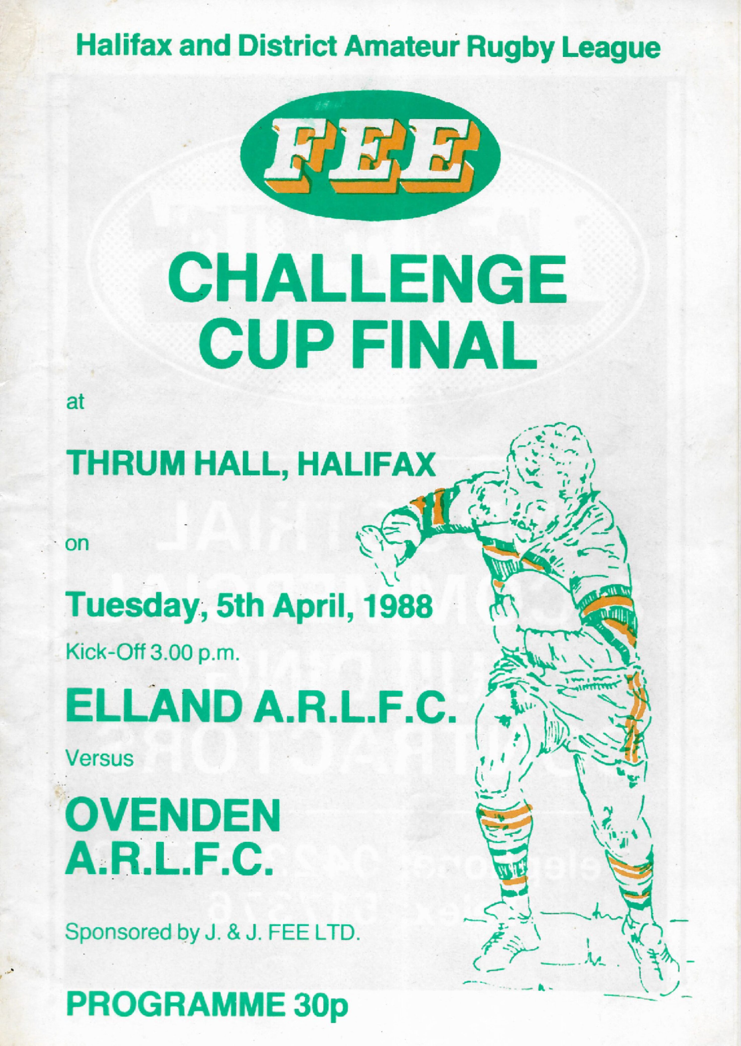 1988 Elland v Ovenden Halifax Cup  prog teams pen pics