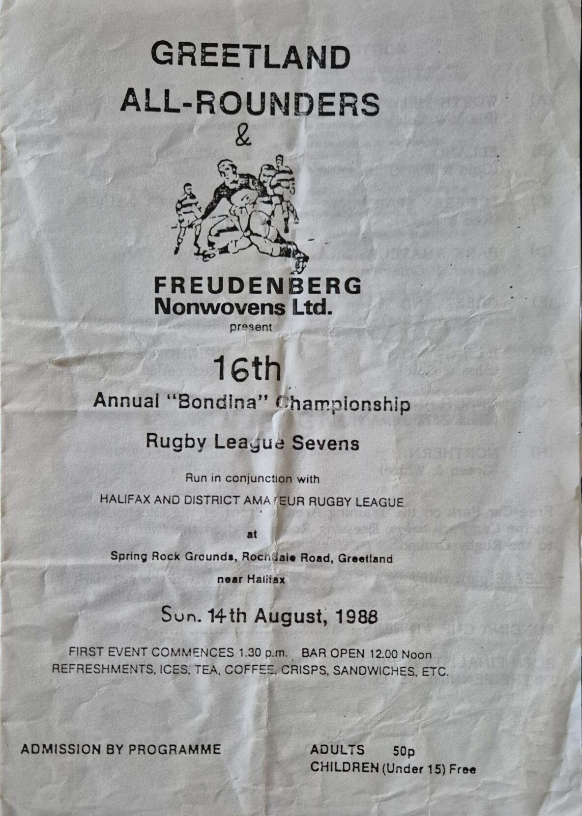 1988 Greetland SEvens programme