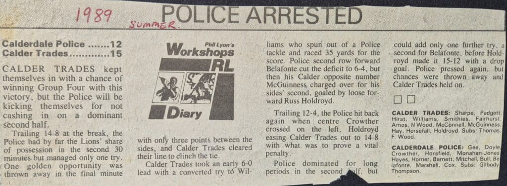 1989 Workshops Calder Police v Calder Trades Courier report
