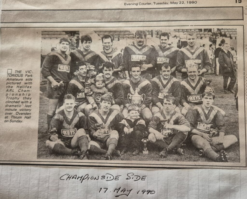 1990 Park Amateurs Championship winning team with trophy