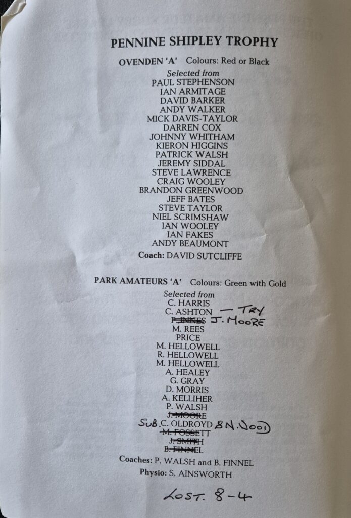 1990 Shipley Trophy Final teams Ovenden A v Park Amateurs A