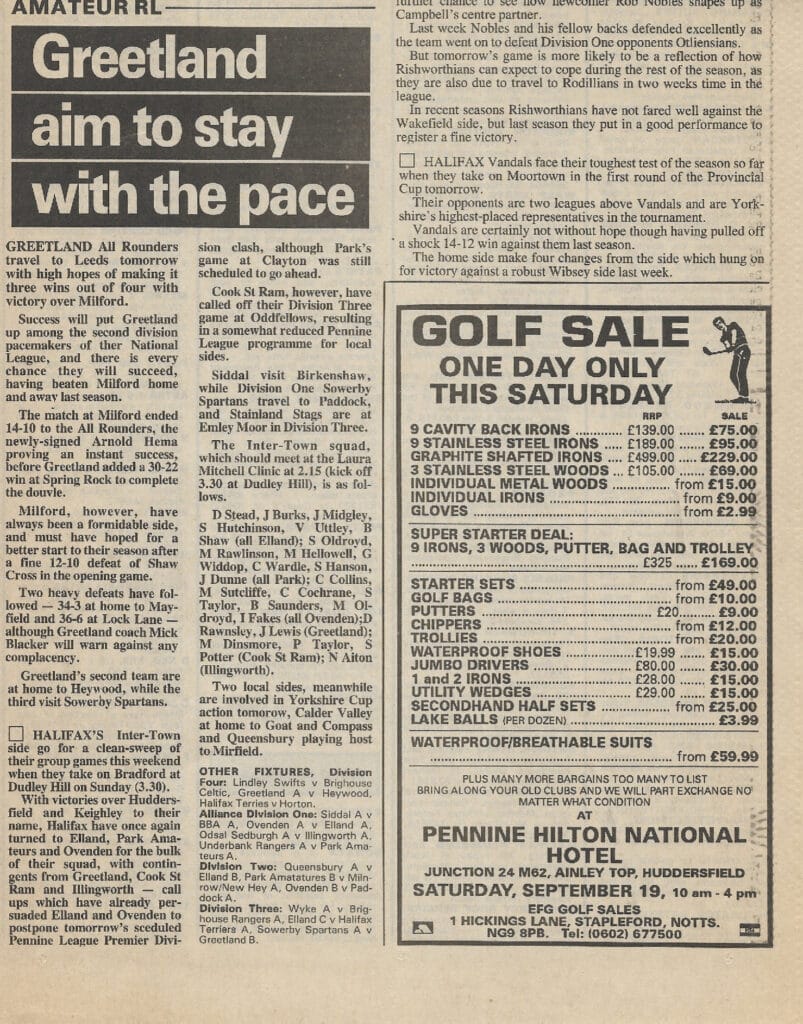 1991-2  Greetland  in NCL