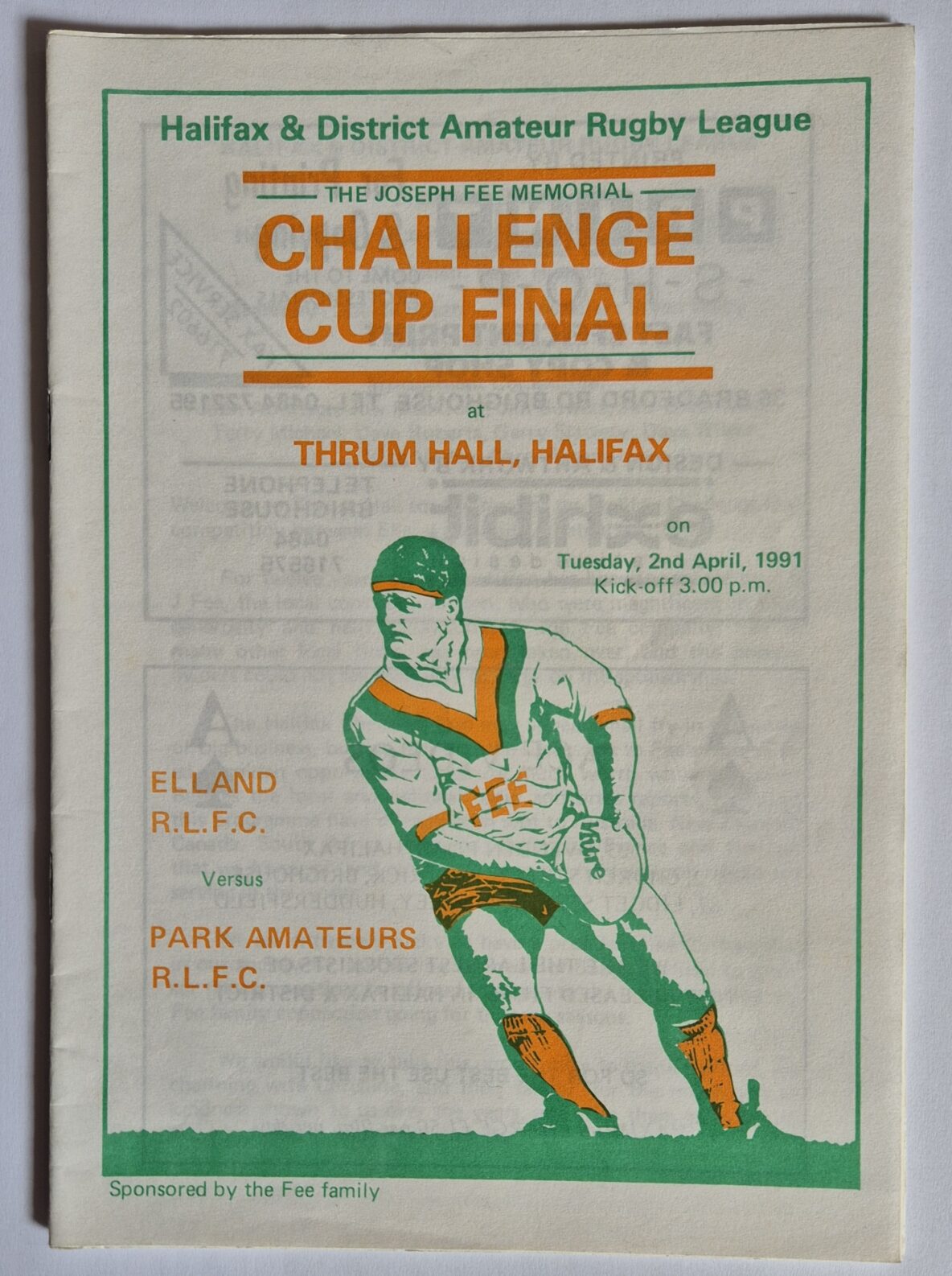1991 Halifax Cup Final programme Elland V Pak Amateurs