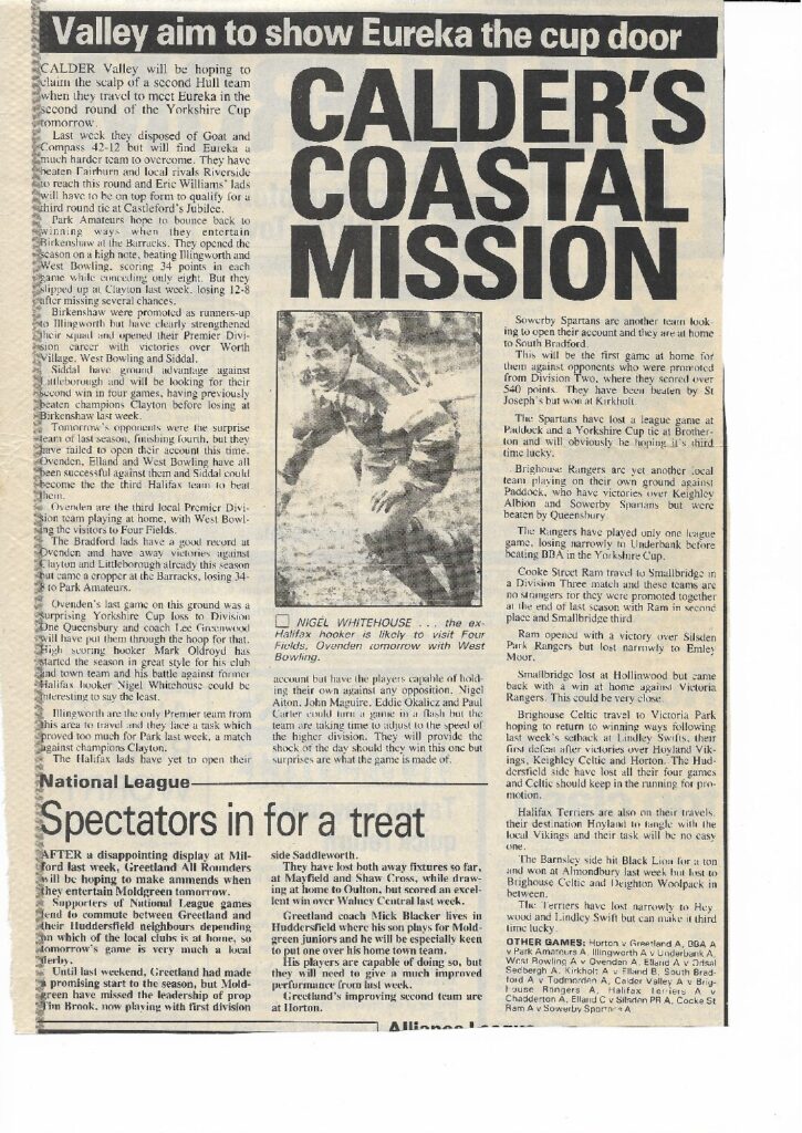 1992 Courier preview of Cup game in Hull