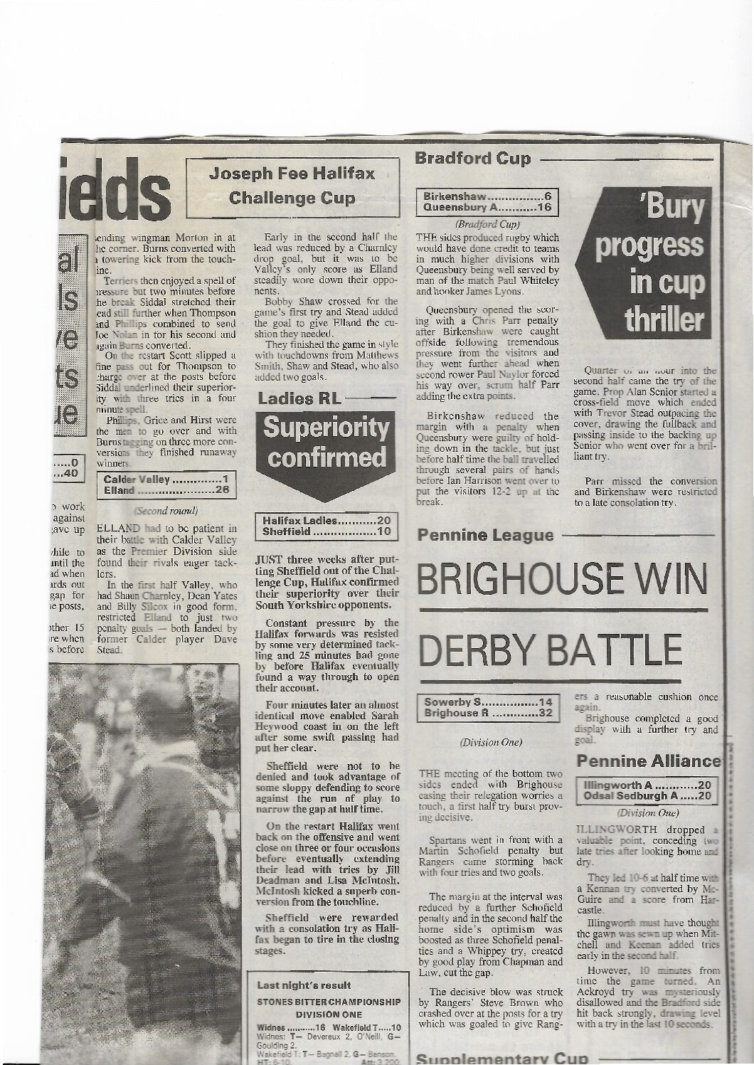 1992 Courier report ladies women Calder Valley Elland