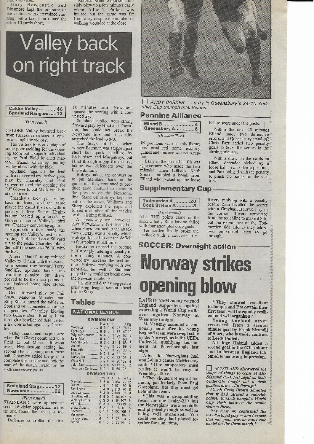 1992 Oct Calder Valley courier report win v Spotland