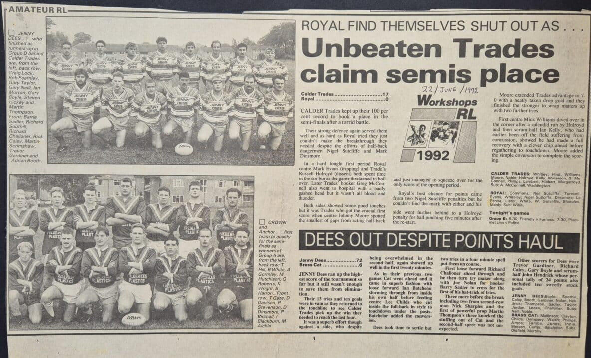 1992 Workshops Courier report and team photos