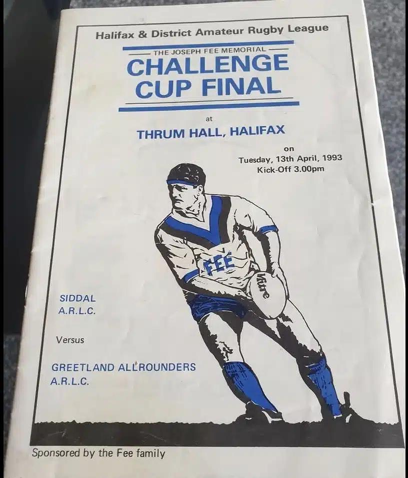 1993 Siddal Gtreetland Halifax Cup Final programme