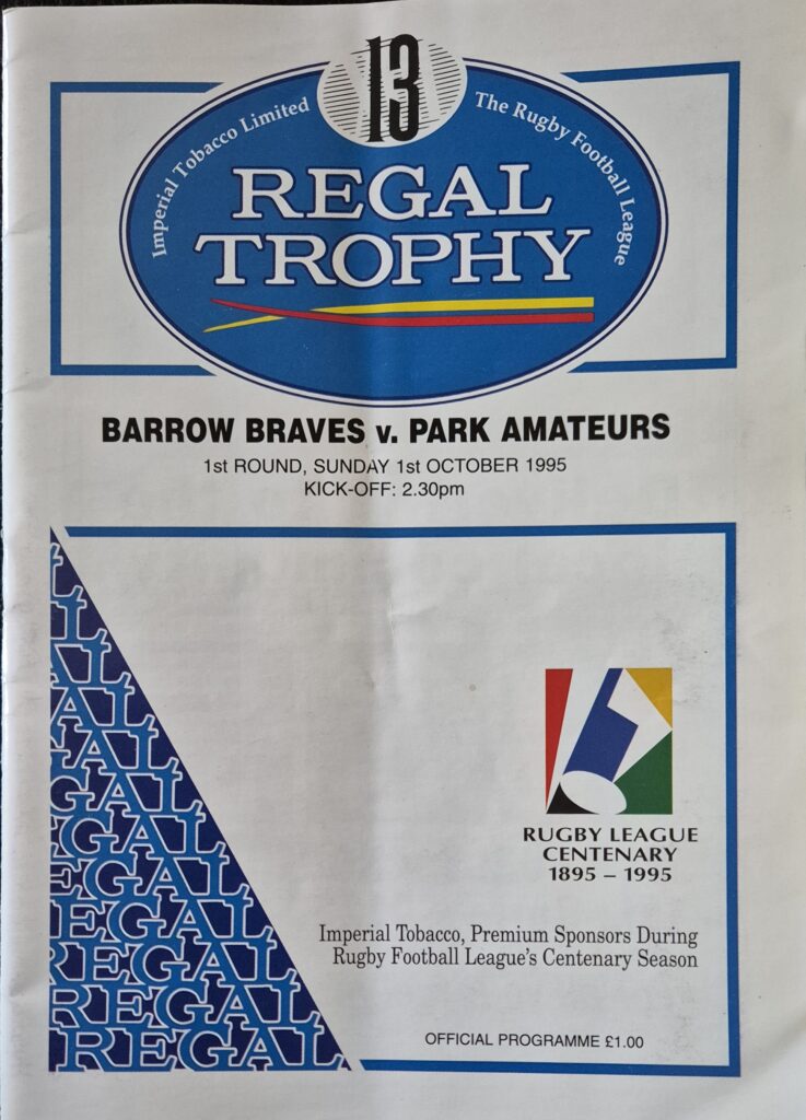 1995 Regal Trophy Park v Barrow programme