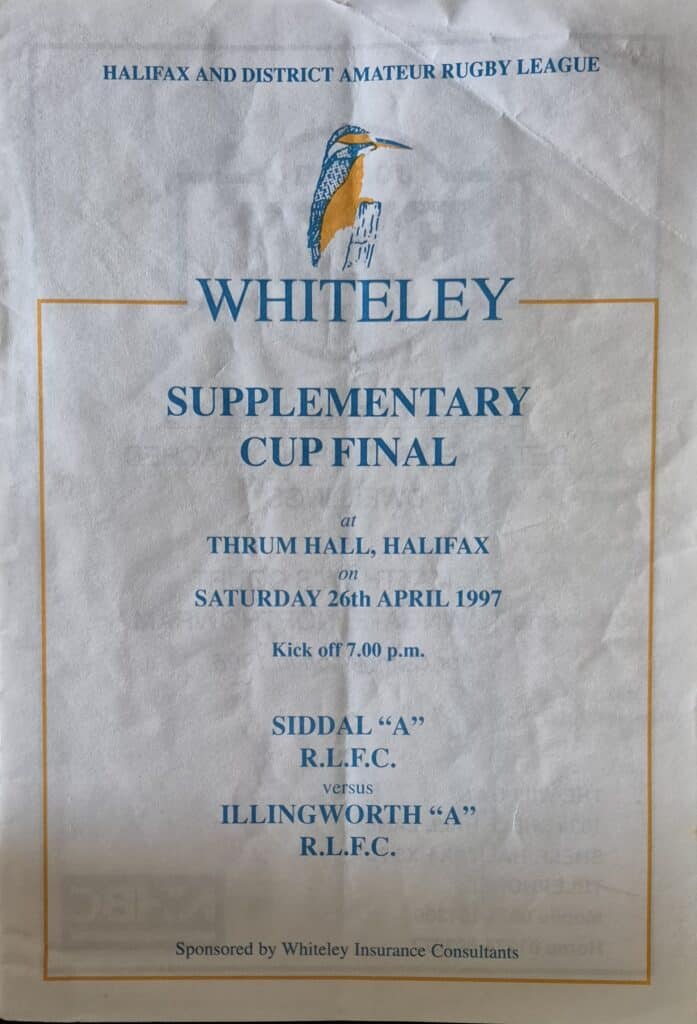 1997 Halifax Supplimentary Cup Final Programme Siddal A v Illingworth A