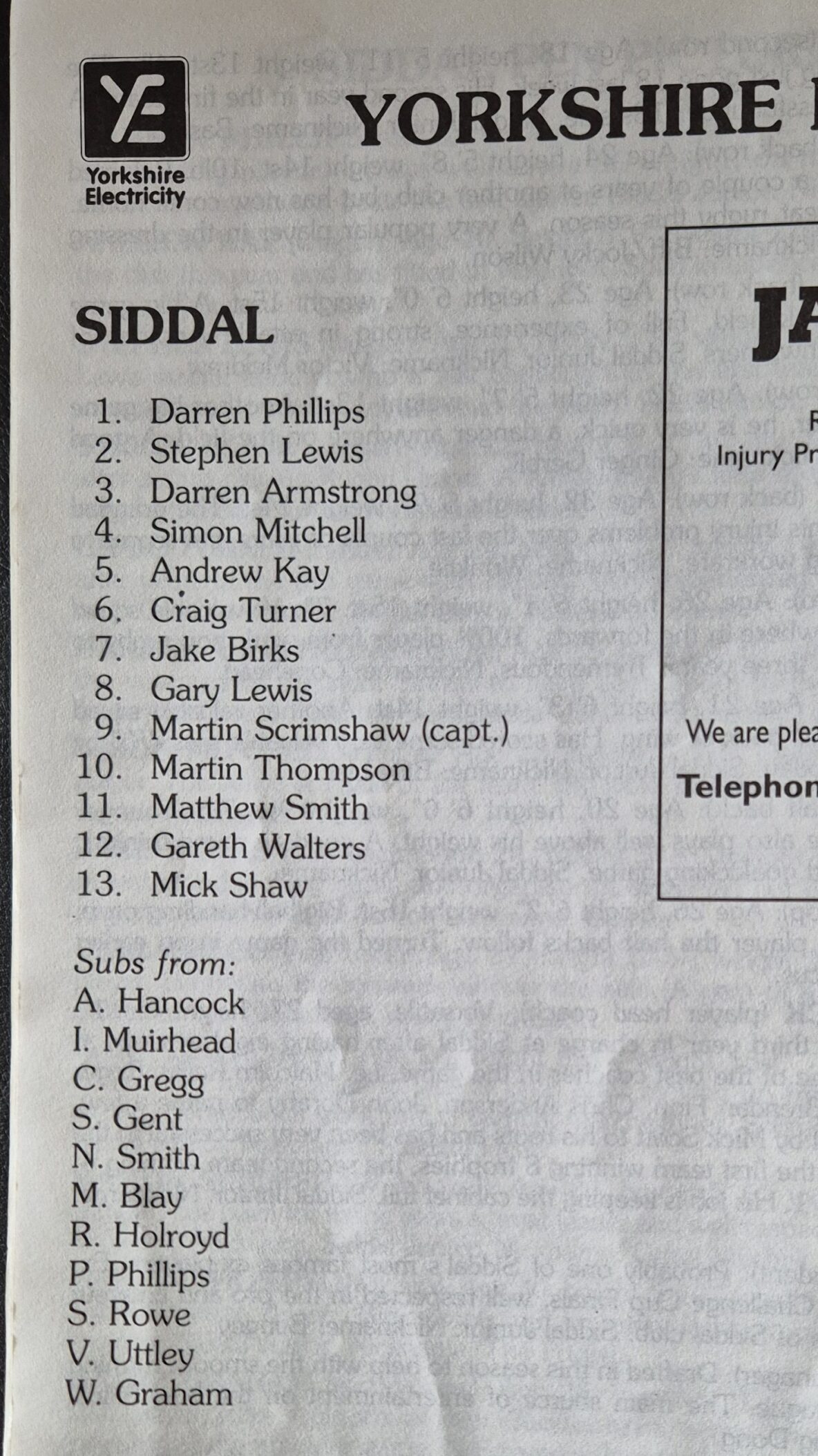 1997 Yorkshire cup final Siddal team  crop