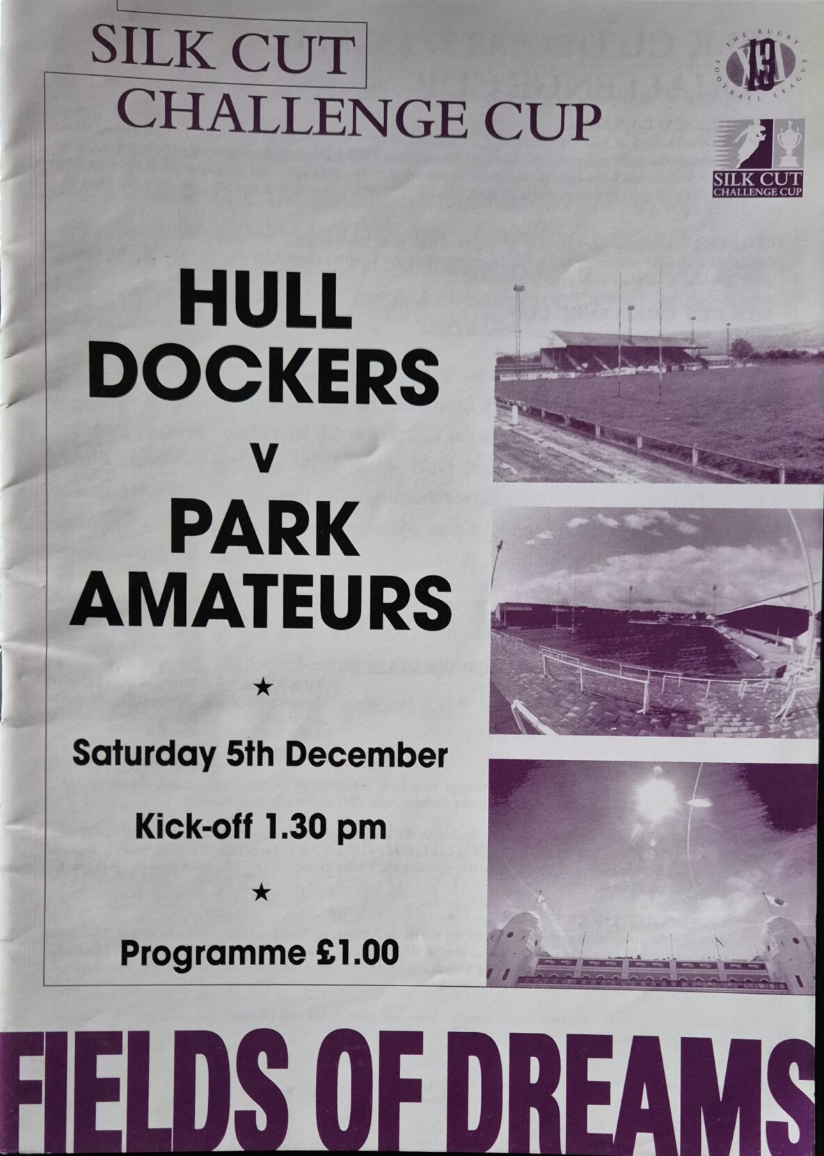 1998 RFL Challenge Cup ist round Park Amateurs v Hull Dockers programme