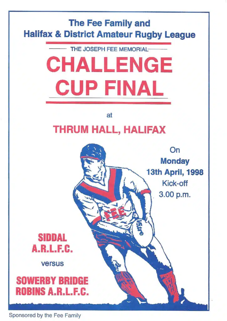 1998 Siddal Sowerby Bridge Robins  Halifax Cup Final programme