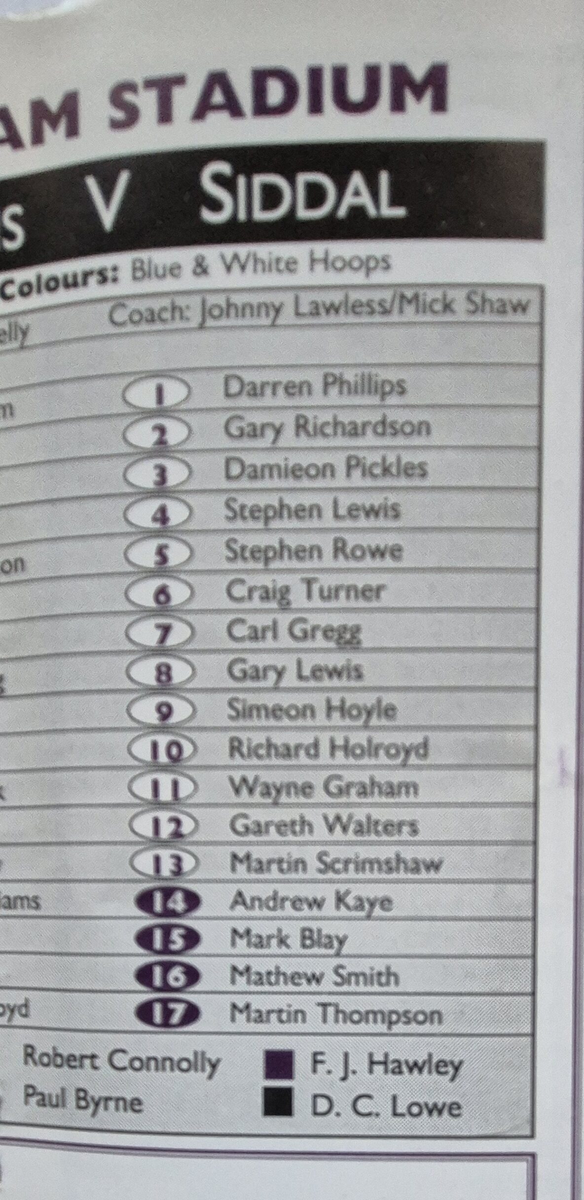 1999 Challenge Cup Siddal team v Dewsbury