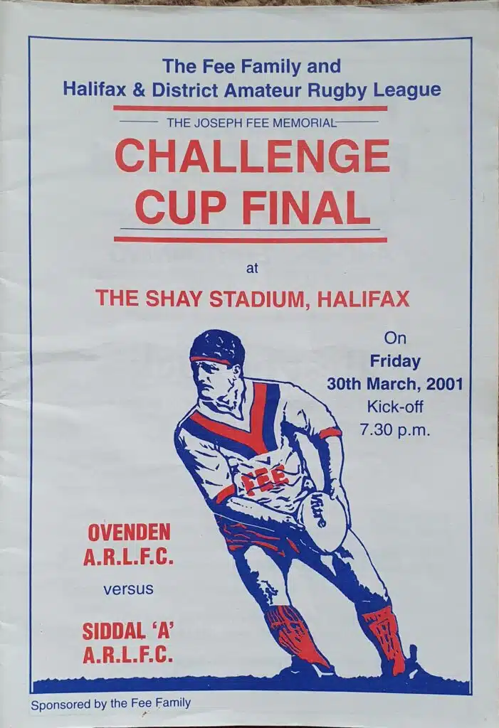 2001 Halifax Cup Final programme Siddal A v Ovenden