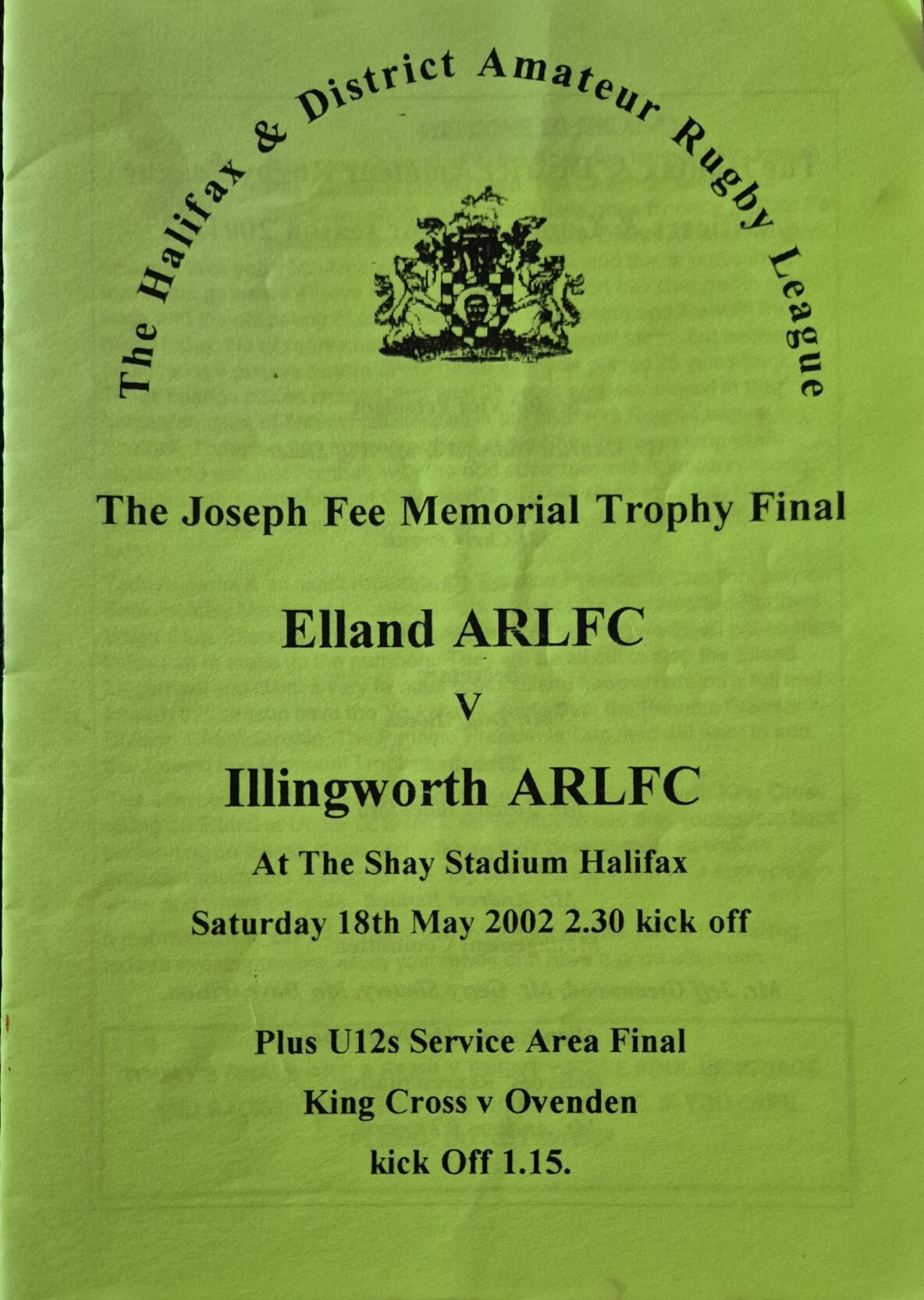 2002 Halifax Cup Final programme Elland v Illingworth