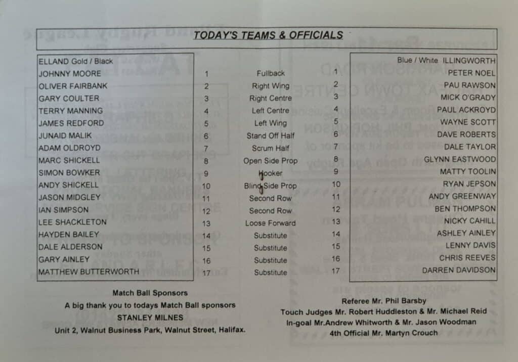2002 Halifax Cup Final teams Elland v Illingworth