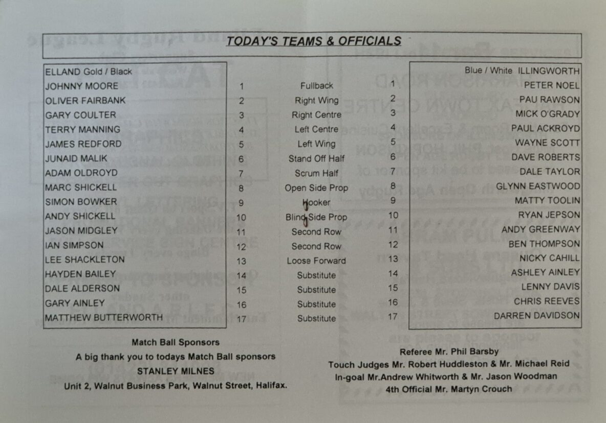 2002 Halifax Cup Final teams Elland v Illingworth