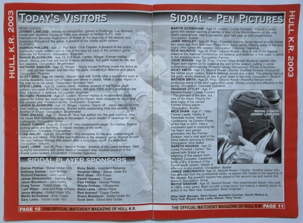2003 Challenge Cup  Siddal pen pics