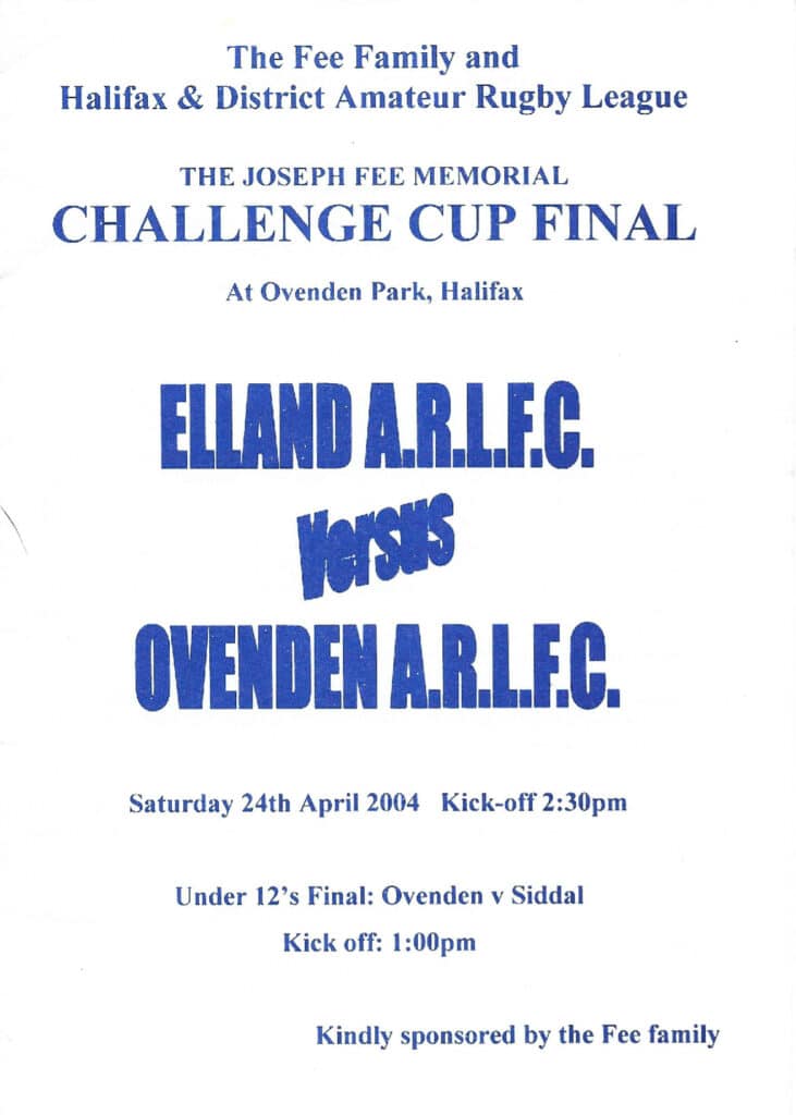 2004 Elland Ovenden Halifax Cup Final programme