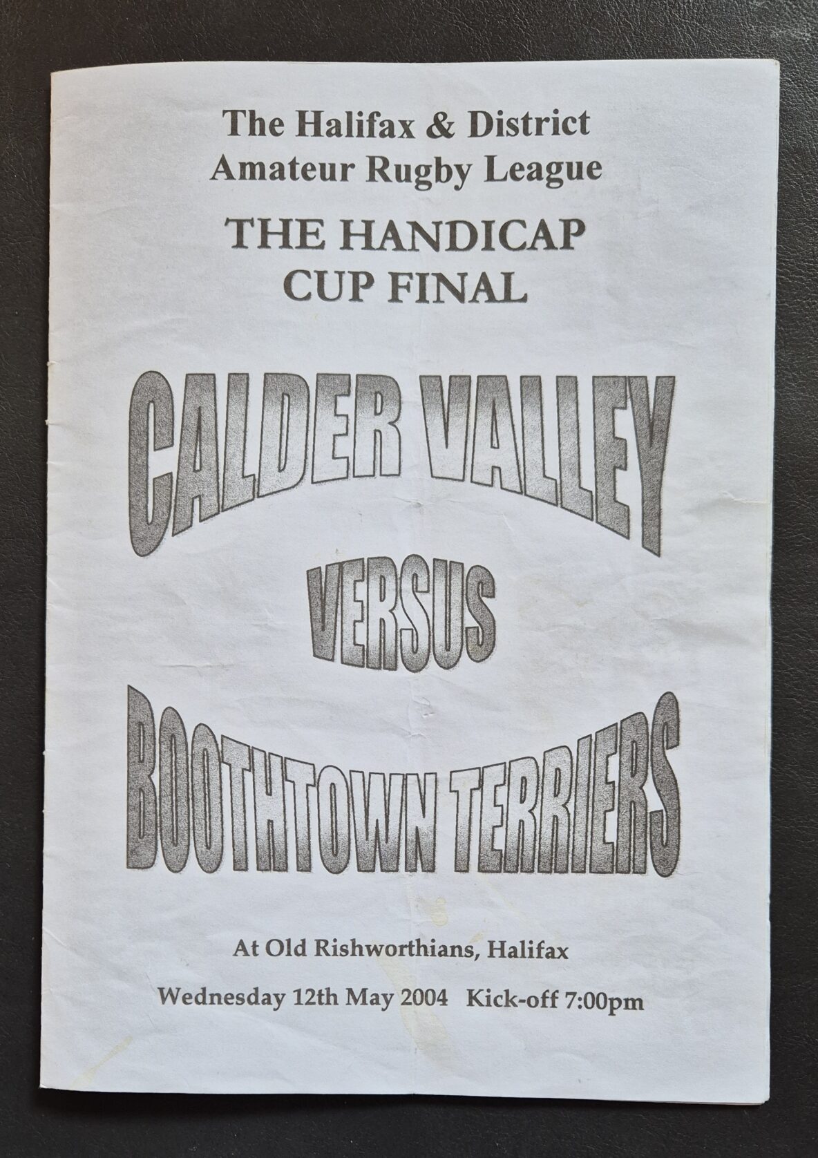 2004 Halifax Handicap Cup Final Calder Valley v Boothtown programme