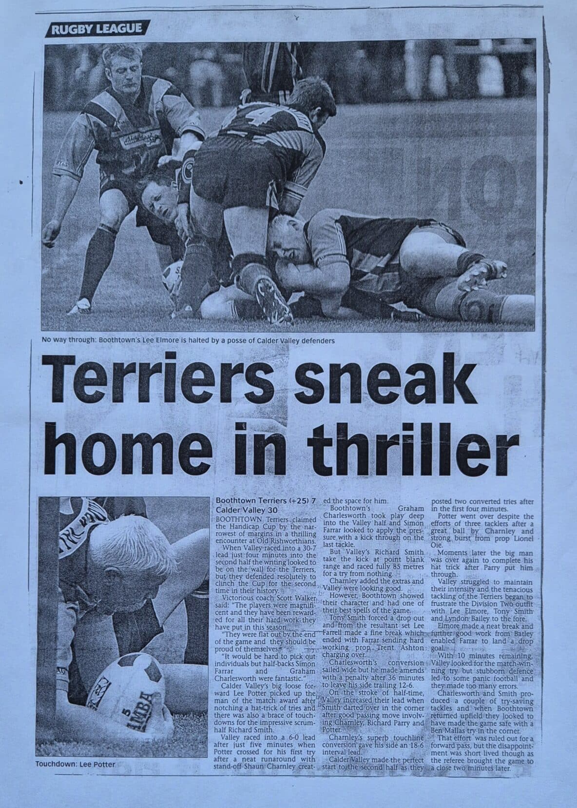 2004 Halifax Handicap Cup Final report Calder Valley v Boothtown Courier