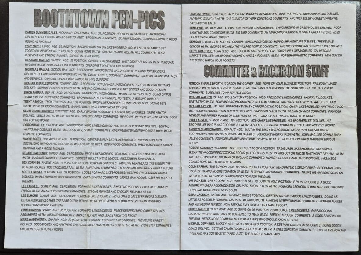 2004 Halifax Handicap Final Boothtown pen pics