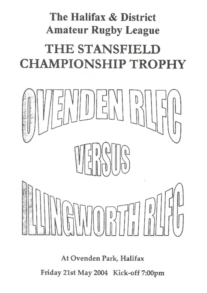 2004 ovenden illingworth Halifax Championship Final programme & teams