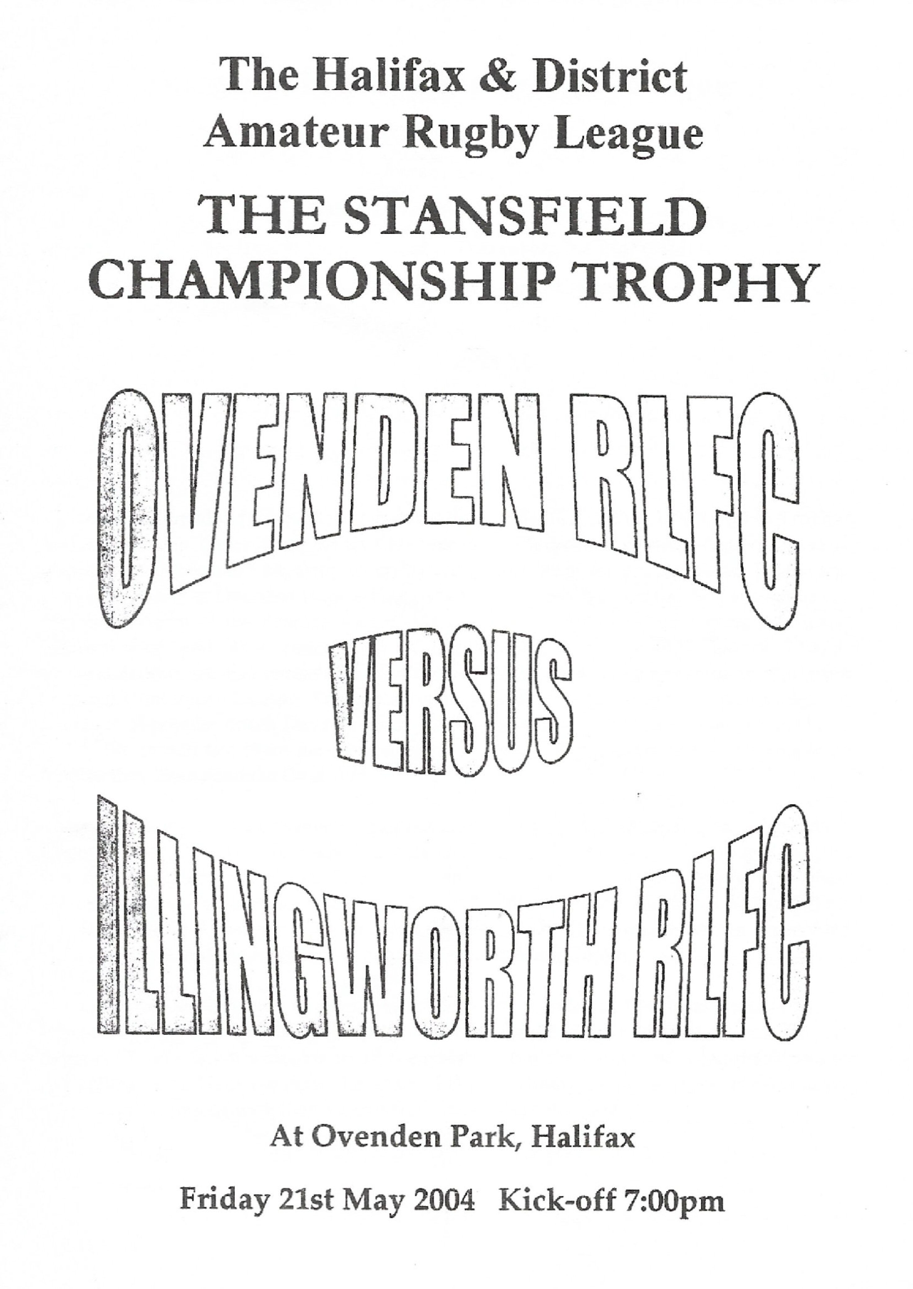 2004 ovenden illingworth Halifax Championship Final programme & teams