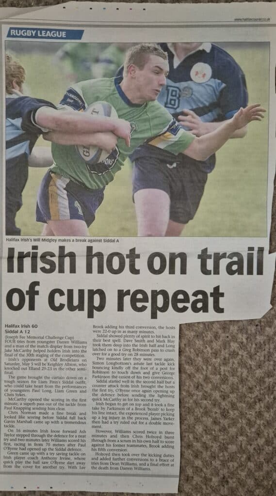 2007 Halifax Cup SEMI Final Halifax Irish v Siddal A courier report
