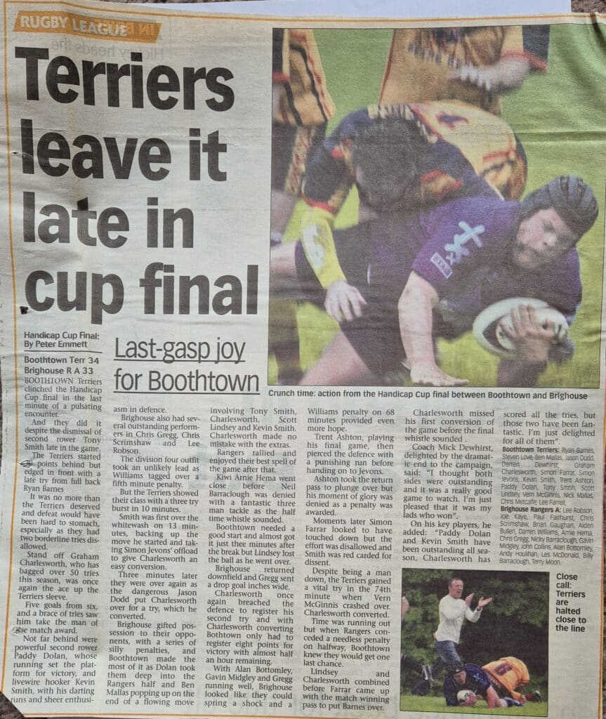 2007 Halifax Handicap Cup final Boothtown v Brighouse Courier report