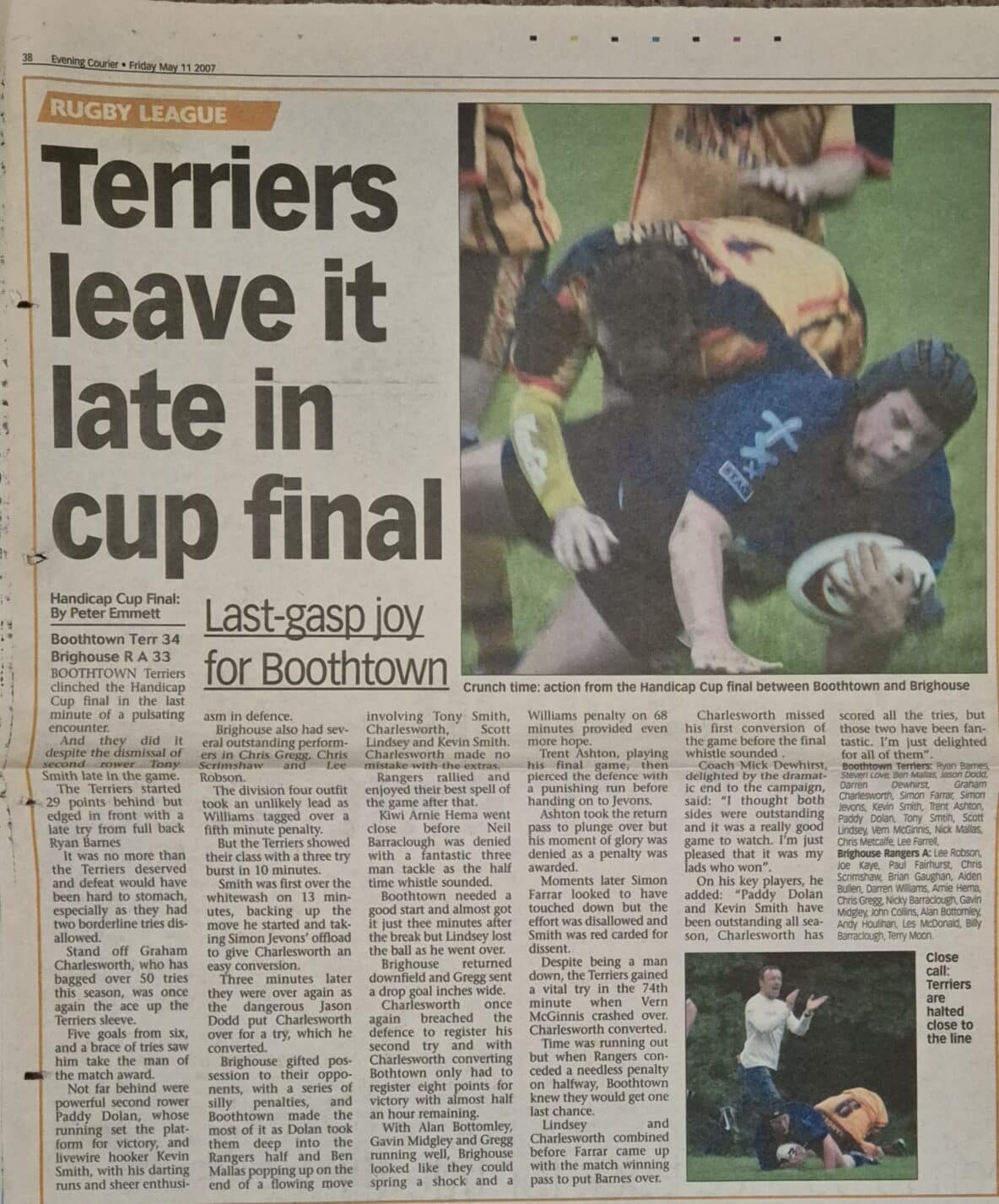2007 Handicap Cup Final Brihouse A V Boothtown Terriers courier report