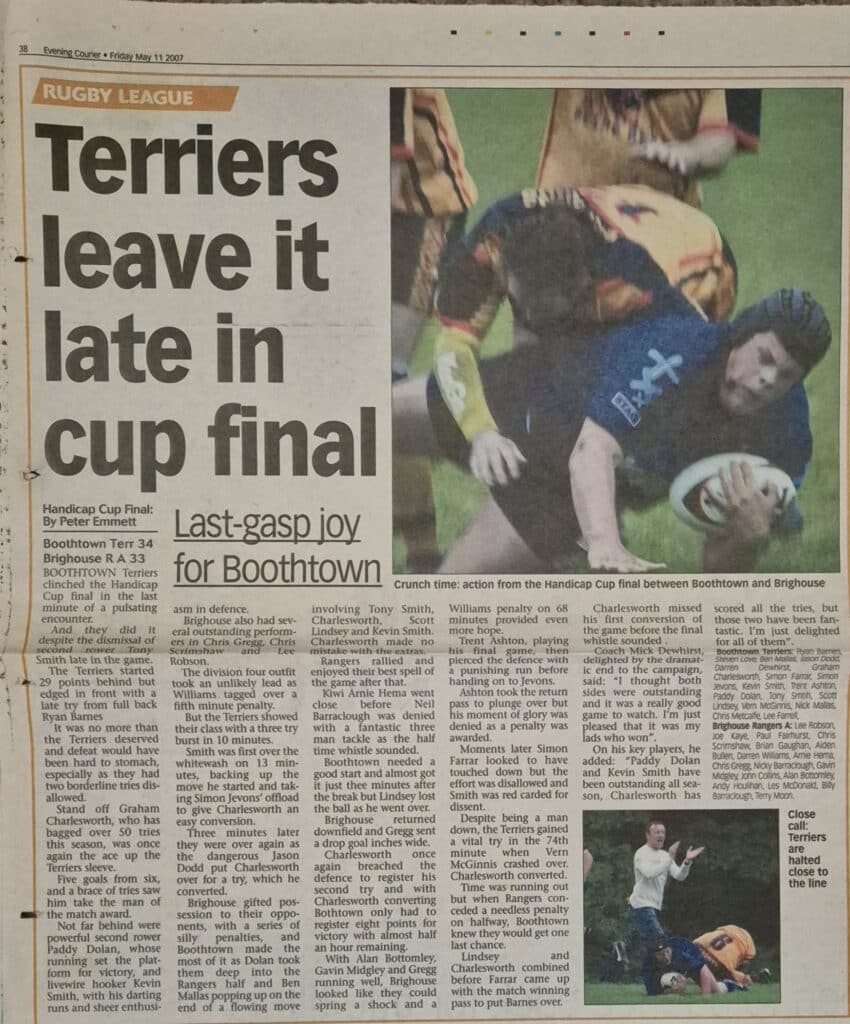2007 Handicap Cup Final Brihouse A V Boothtown Terriers courier report