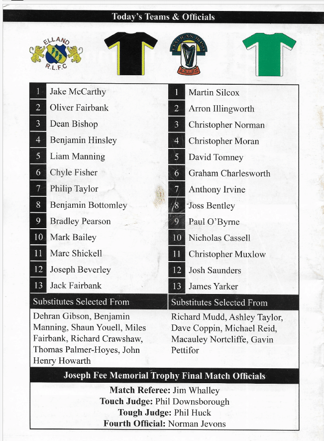 2010 Elland v Halifax Irish Halifax Cup Final   teams