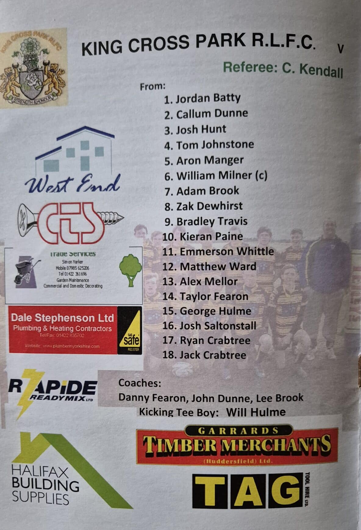 2011 U16 National Cup Semi King Cross Park  team