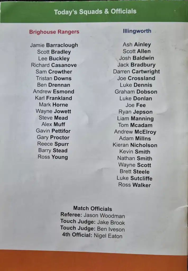 2015 Halifax Cup final teams Brighouse Rangers v Illingworth